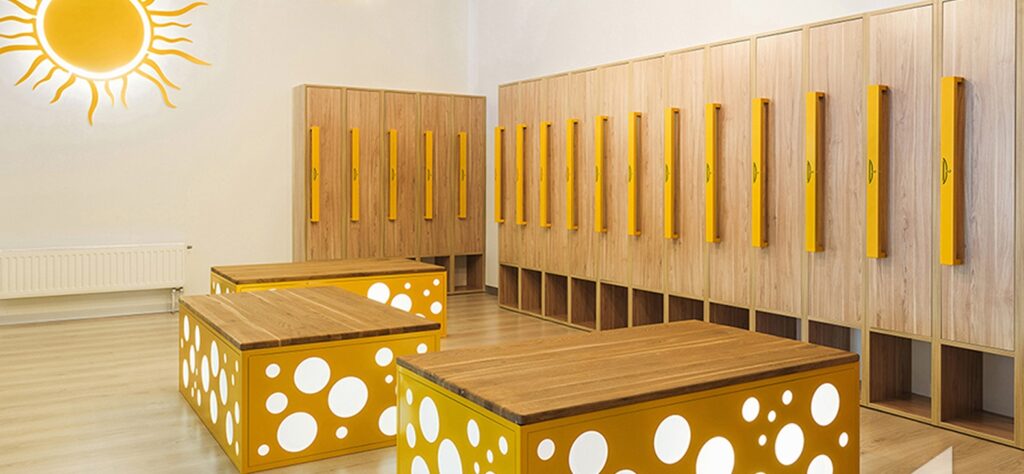 MFC houten sportlockers uit een designproject.