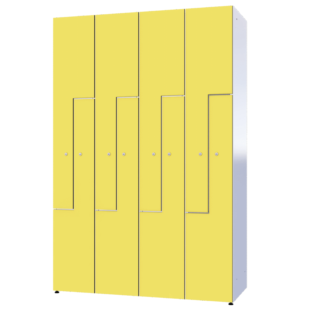 HPL lockerkast met gele volkern Z deur voor garderobe.