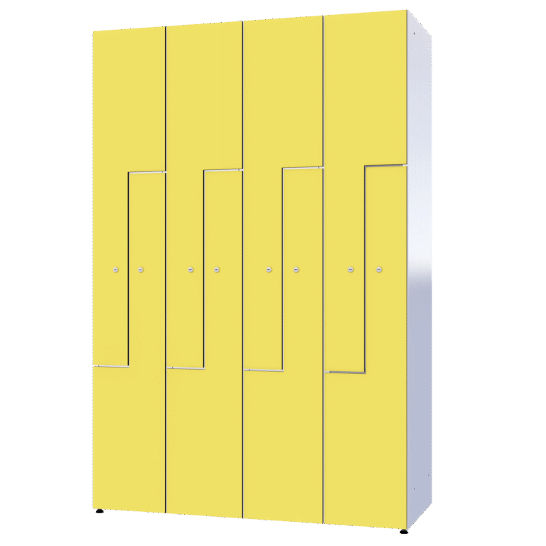 HPL lockerkast met gele volkern Z deur voor garderobe.