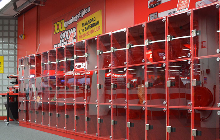MediaMarkt-lockers met Digilock sloten